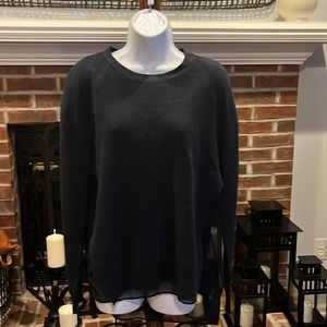 Very J Black Sweater attached Sheer High/Low under shirt.Size:M slits on sides